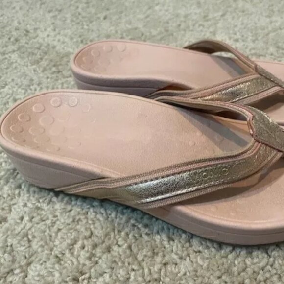 Vionic Womens Pink Sequin Platform Slides Thong Flip Flop Sandals - Picture 2 of 5